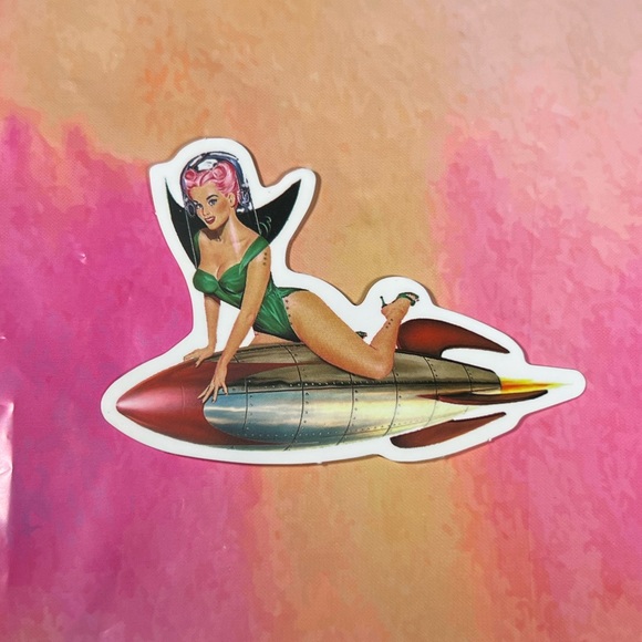 Invasion Sexy Pinup Gorgeous Sticker Retro Vintage BomberGirl Ace Take Me to … - Picture 2 of 3